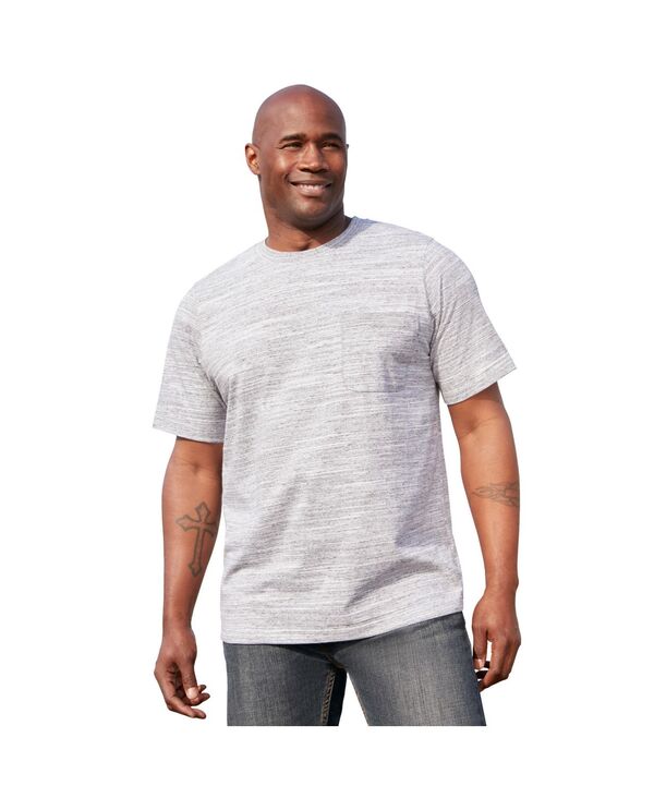 ボルダークリーク メンズ トップス Tシャツ クルーネック トール Boulder Creek Big & Tall by KingSize Heavyweight Pocket Crewneck T-Shirt White marl ホワイト｜ReVida 店