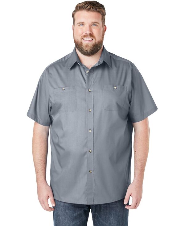 キングサイズ メンズ トップス シャツ ボタンダウン トール ダウン KingSize Big & Tall Solid Wrinkle-Resistant Short Sleeve Button Down Gunmetal ガンメタル｜ReVida 店 11,150円