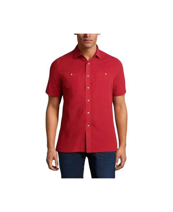 キングサイズ メンズ トップス シャツ ボタンダウン トール ダウン KingSize Big & Tall Solid Wrinkle-Resistant Short Sleeve Button Down Rich burgundy バーガンディ|ReVida 店