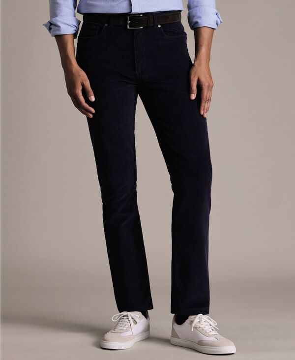 チャールズティリット メンズ ボトムス カジュアルパンツ コーデュロイ Charles Tyrwhitt Men's Corduroy Slim-Fit 5-Pocket Pants Navy ネイビー｜ReVida 店