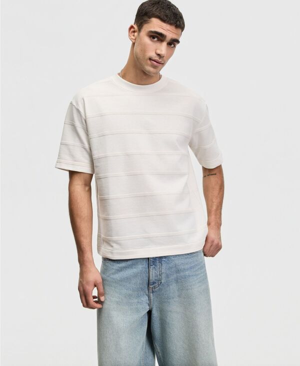 モードオブワン メンズ トップス Tシャツ メッシュ Mode of One Men's Relaxed-Fit Ottoman Mesh T-Shirt Neo Natural|ReVida 店
