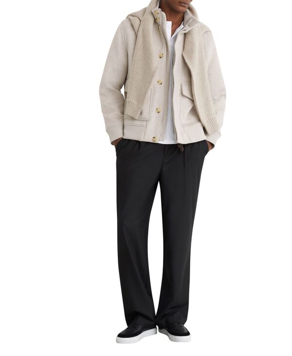 レイス メンズ アウター ジャケット・ブルゾン ウール REISS Men\'s Hadley Wool-Blend Funnel-Neck Bomber Jacket Oatmeal オートミール|ReVida 店