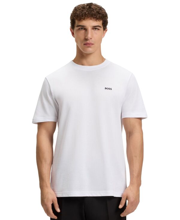 ヒューゴボス メンズ トップス Tシャツ レギュラーフィット コットン Hugo Boss Men's Cotton-Pique Regular Fit-Shirt Open White ホワイト｜ReVida 店 14,220円
