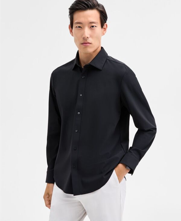 アルファニ メンズ トップス シャツ Alfani Men's Alfatech Everyday Shirt Deep Black ブラック｜ReVida 店