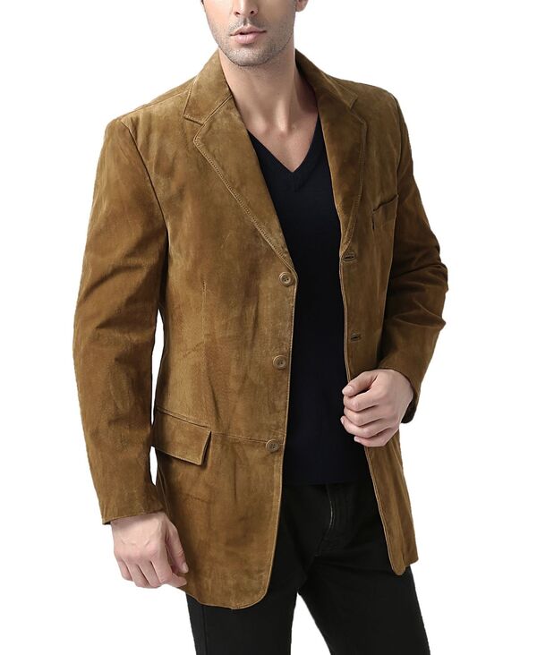 ビージーエスディー メンズ アウター ジャケット・ブルゾン スエード ブレザー BGSD Men Roberthree-Button Suede Leather Blazer Tobacco｜ReVida 店