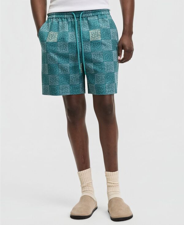 モードオブワン メンズ ボトムス ハーフパンツ・ショーツ ショートパンツ Mode of One Men's Textu red Checker Shorts Dark Sea チェック|ReVida 店