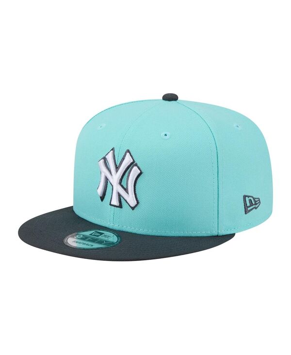 ニューエラ メンズ アクセサリー 帽子 New Era Men's Turquoise/Charcoal New York Yankees Two-Tone Color Pack 9FIFTY Snapback Haturquoise Charcoal チャコール｜ReVida 店