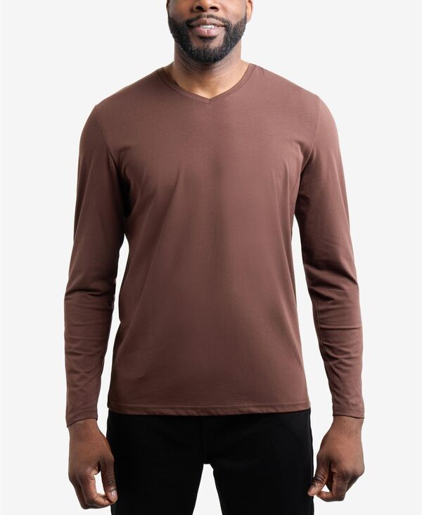 エックスレイ メンズ トップス Tシャツ Vネック XRAY Men's Long Sleeve V-Neck T-Shirt Milk chocolate チョコレート｜ReVida 店