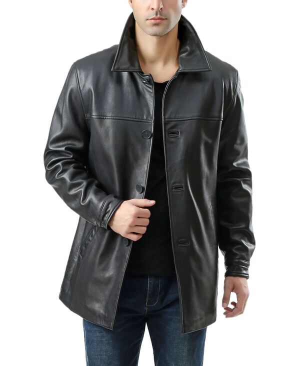 ビージーエスディー メンズ アウター ジャケット・ブルゾン コート レザー BGSD Men Samueleather Car Coat - Short Black ブラック|ReVida 店