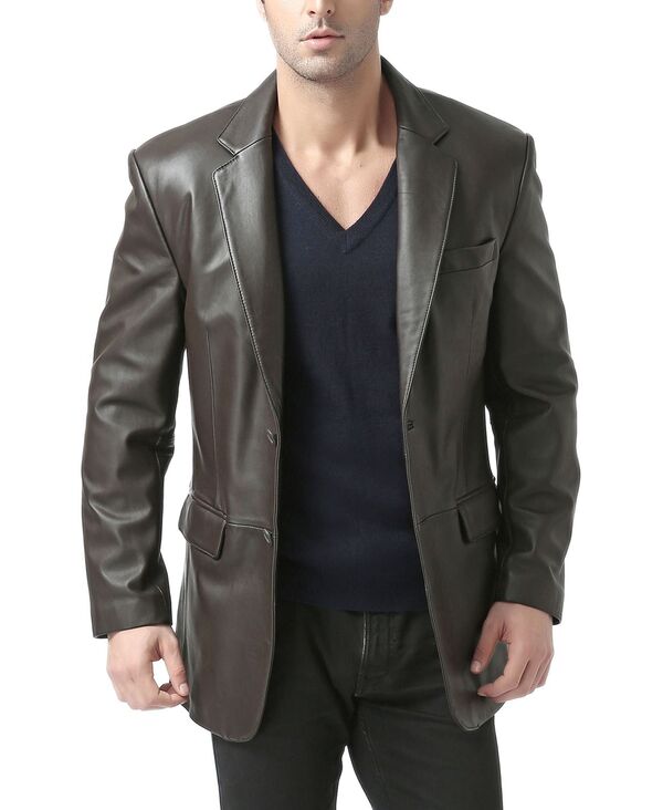 ビージーエスディー メンズ アウター ジャケット・ブルゾン トール ブレザー BGSD Men Classic Two-Button Leather Blazer - Tall Espresso｜ReVida 店