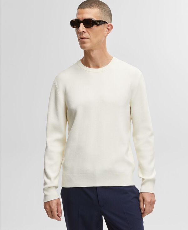 モードオブワン メンズ アウター ニット・セーター クルーネック Mode of One Men's Regular-Fit Crewneck Sweater Soft Vanilla|ReVida 店