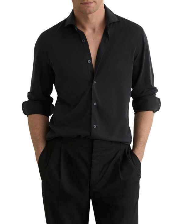 レイス メンズ トップス シャツ REISS Men's Davaro Regular-Fit Stretch-Modal Cutaway-Collar Shirt Washed Black ブラック|ReVida 店