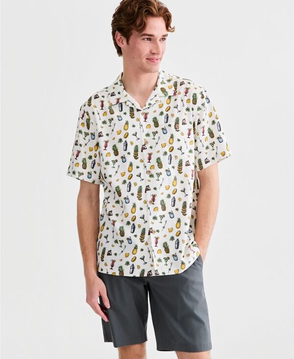 トッミーバハマ メンズ トップス シャツ Tommy Bahama Men's Coastal Ease Shake and Sip Shirt Lite Sanddollar|ReVida 店