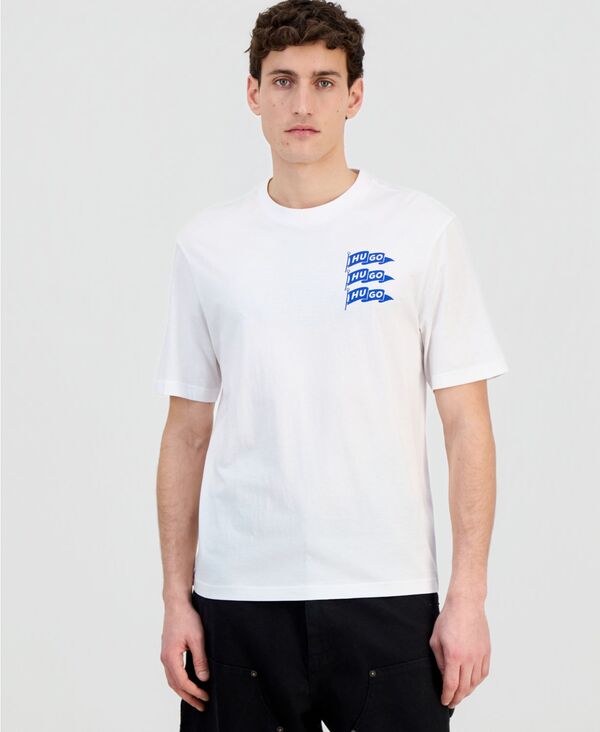 ヒューゴボス メンズ トップス Tシャツ クルーネック コットン ロゴ Hugo Boss Men's Cotton Logo Crewneck T-Shirt white ホワイト|ReVida 店