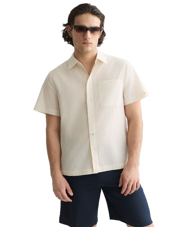 スコッチアンドソーダ メンズ トップス シャツ 半袖 SCOTCH & SODA Men'short-Sleeve Jacquard Weave Colla red Shirt Eggnog｜ReVida 店