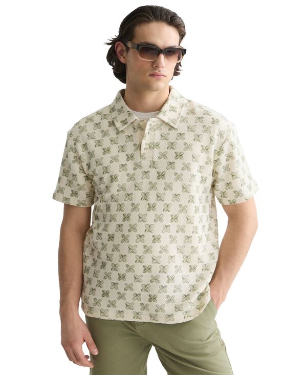 スコッチアンドソーダ メンズ トップス シャツ プリント 半袖 SCOTCH & SODA Men's Printed Short-Sleeve Polo Shirtiles Flower Olive Night オリーブ｜ReVida 店