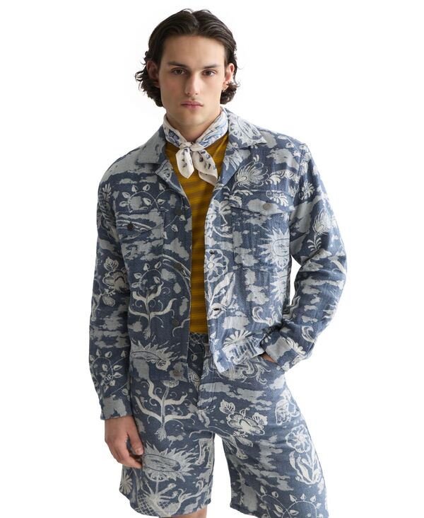 スコッチアンドソーダ メンズ アウター ジャケット・ブルゾン SCOTCH & SODA Men's Delfts Blauw Jacquard Trucker Jacket Delftiles Blue ブルー|ReVida 店