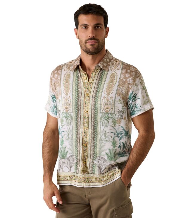 ゲス メンズ トップス シャツ 半袖 レース GUESS Men'savanna Tapestry Placement Short-Sleeve Shirt Savanna Tapestry Placement｜ReVida 店