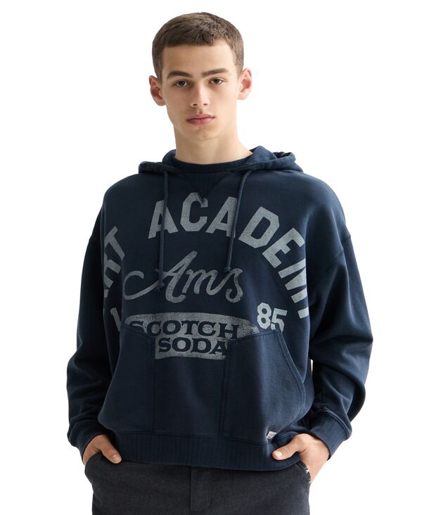 スコッチアンドソーダ メンズ アウター パーカー・スウェット SCOTCH & SODA Men's Washed Artwork Drawcord Hoodie Sky Captain|ReVida 店
