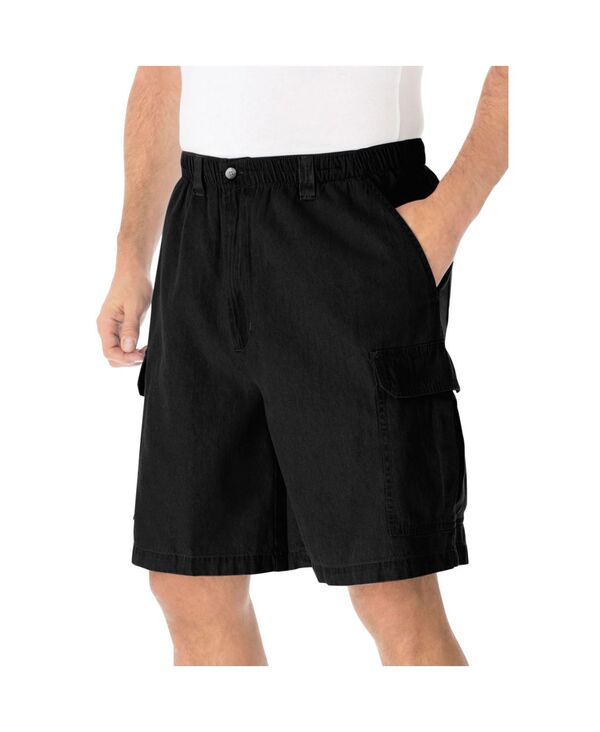 キングサイズ メンズ ボトムス ハーフパンツ・ショーツ トール ショートパンツ KingSize Big & Tall Knockarounds 8 inch Full-Elasticargo Shorts Black ブラック｜ReVida 店