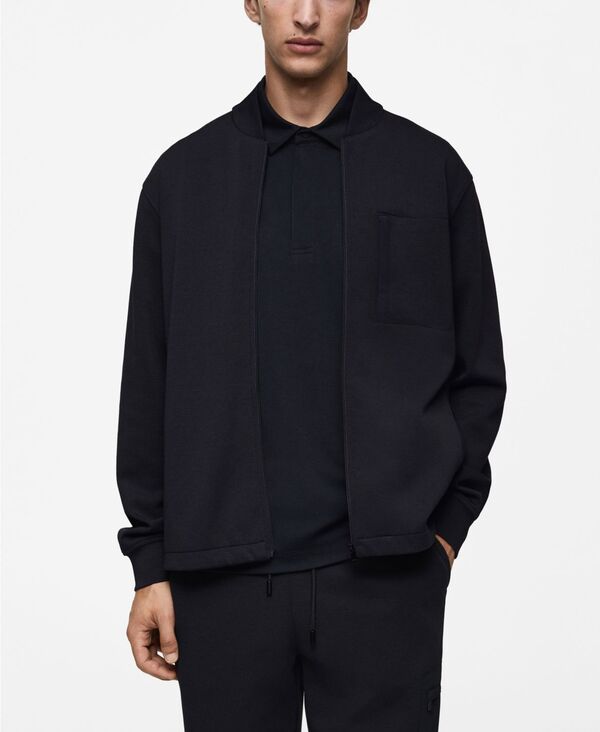 マンゴ メンズ アウター パーカー・スウェット シャツ MANGO Men's Bomber Sweatshirt Dark Navy ネイビー|ReVida 店