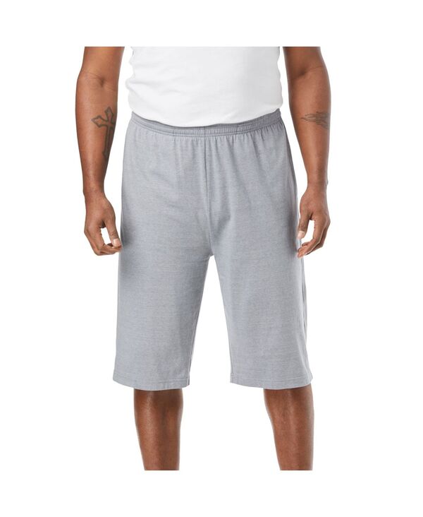 キングサイズ メンズ ボトムス ハーフパンツ・ショーツ トール ショートパンツ ジャージー KingSize Big & Tallightweight Longer Length Jersey Shorts 3-Pack Heather gunmetal ヘザー｜ReVida 店
