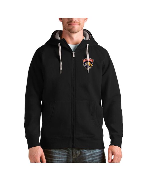 アンティグア メンズ アウター パーカー・スウェット ロゴ Antigua Men's Black Florida Panthers Logo Victory Full-Zip Hoodie Black ブラック｜ReVida 店