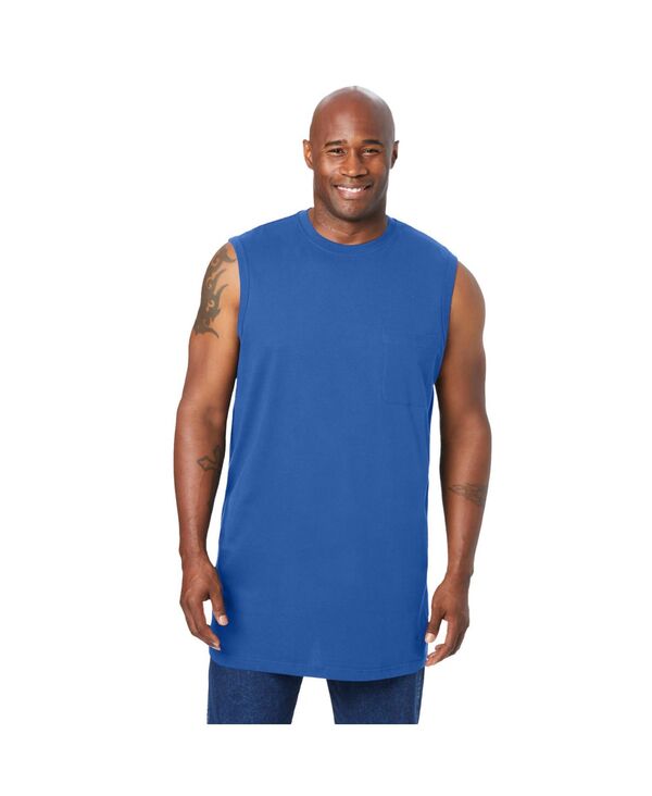 キングサイズ メンズ トップス Tシャツ トール KingSize Big & Tall Shrink-Less Longer-Length Lightweight Muscle Pocketee Royal blue ブルー｜ReVida 店