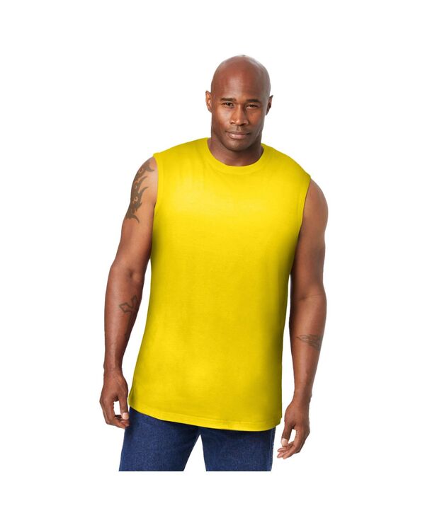 キングサイズ メンズ トップス Tシャツ トール KingSize Big & Tall Shrink-Less Lightweight Muscle T-Shirt Cyber yellow イエロー｜ReVida 店