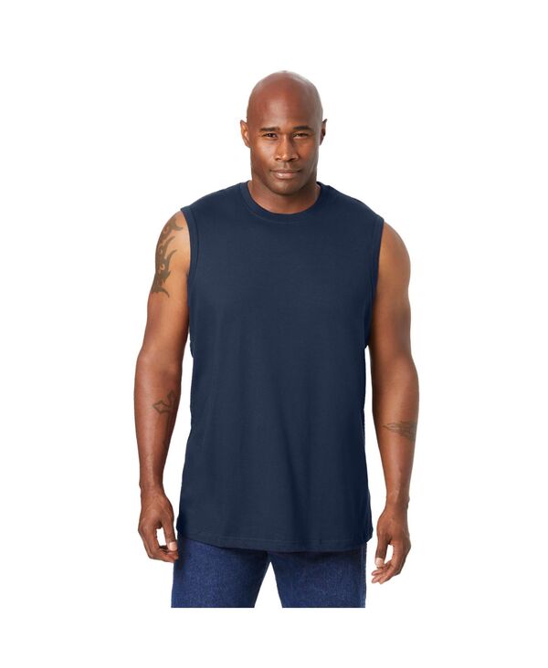 キングサイズ メンズ トップス Tシャツ トール KingSize Big & Tall Shrink-Less Lightweight Muscle T-Shirt Navy ネイビー|ReVida 店