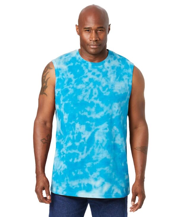 キングサイズ メンズ トップス Tシャツ トール KingSize Big & Tall Shrink-Less Lightweight Muscle T-Shirt Royal blue marble ブルー|ReVida 店