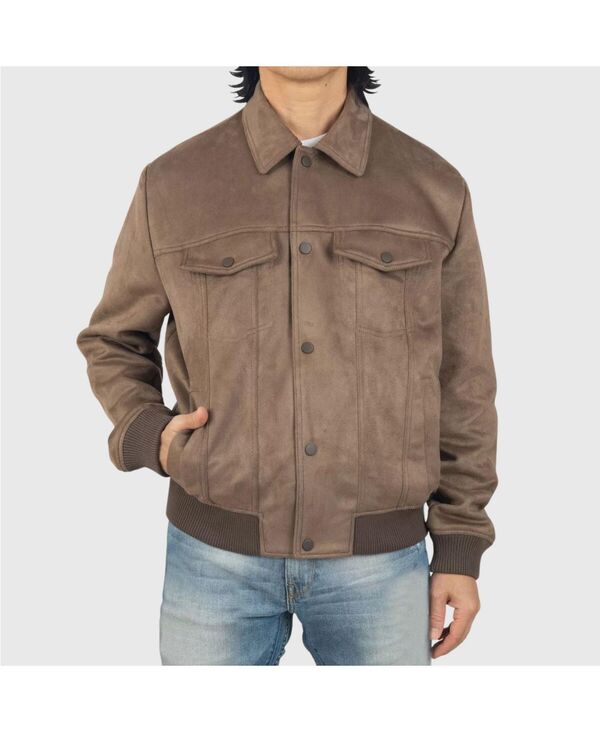 アルパインスイス メンズ アウター ジャケット・ブルゾン スリムフィット スエード コート Alpine Swiss Men's Blake Suede Bomber Jacket Lightweight Slim Fit Casual Softshell Coat with 5 Pockets Earthstone|ReVida 店