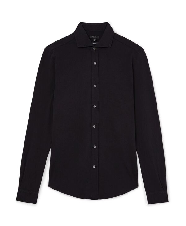 レイス メンズ トップス シャツ REISS Men's Dasilva Garment Dyed Pique Shirt Navy ネイビー｜ReVida 店