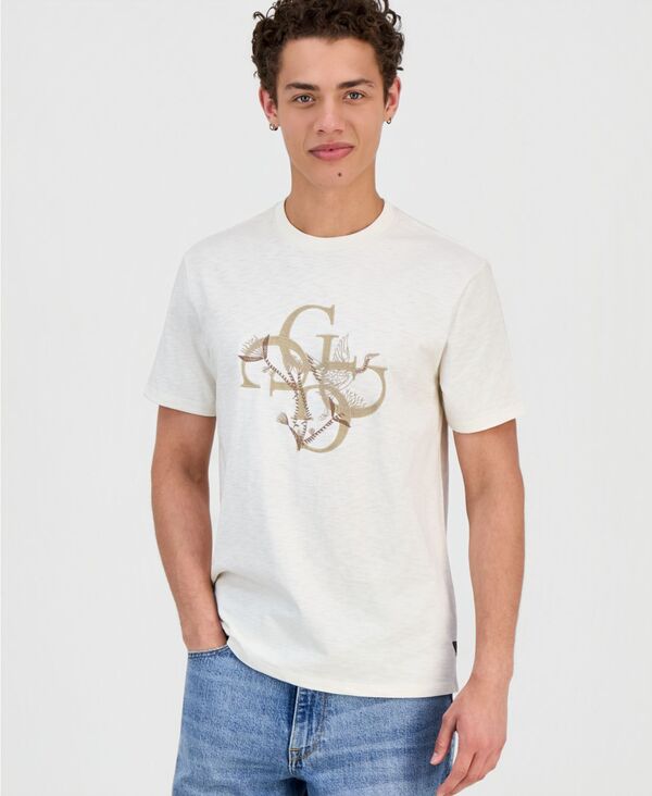 ゲス メンズ トップス Tシャツ グラフィック GUESS Men's Crafted Bird Graphic T-Shirt SALT WHITE ホワイト｜ReVida 店 9,225円