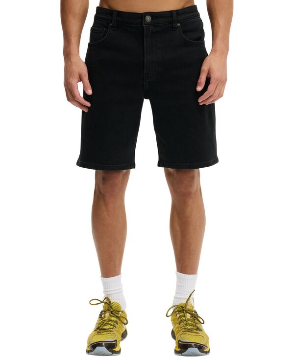 コットンオン メンズ ボトムス ハーフパンツ・ショーツ ショートパンツ デニム COTTON Men's 9" Loose Straight Denim Shorts Black ブラック|ReVida 店