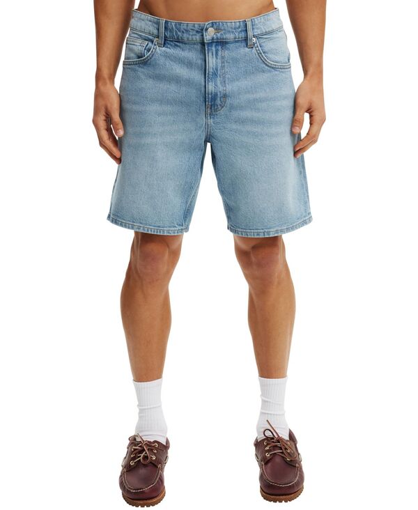 コットンオン メンズ ボトムス ハーフパンツ・ショーツ ショートパンツ デニム COTTON Men's 9" Loose Straight Denim Shorts River Blue ブルー｜ReVida 店