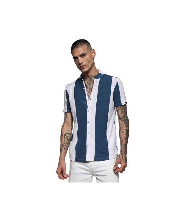キャンパスストラ メンズ トップス シャツ Campusutra Men's Blue & White Candy Striped Shirt Blue ブルー｜ReVida 店