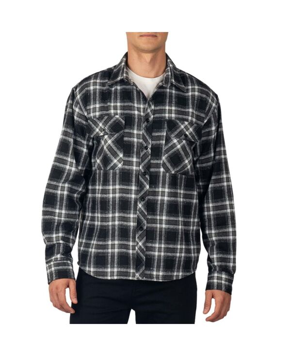 アルパインスイス メンズ アウター ジャケット・ブルゾン ボタンダウン シャツ コットン ダウン Alpine Swiss Men's Men Plaid Flannel Shirt Jacket Button Down Long Sleeve Cotton Blend Shirts Black gray ブラック｜ReVida 店 9,706円