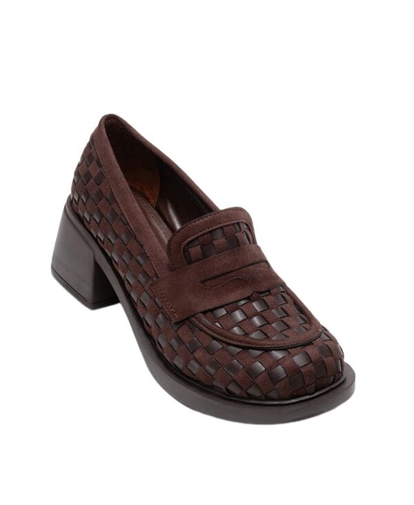 プロローグシューズ レディースリッポン・ローファー ヒール Prologue Shoes Women's Marlon Woven Block Heeloafer Brown faux leather ブラウン｜ReVida 店 29,980円