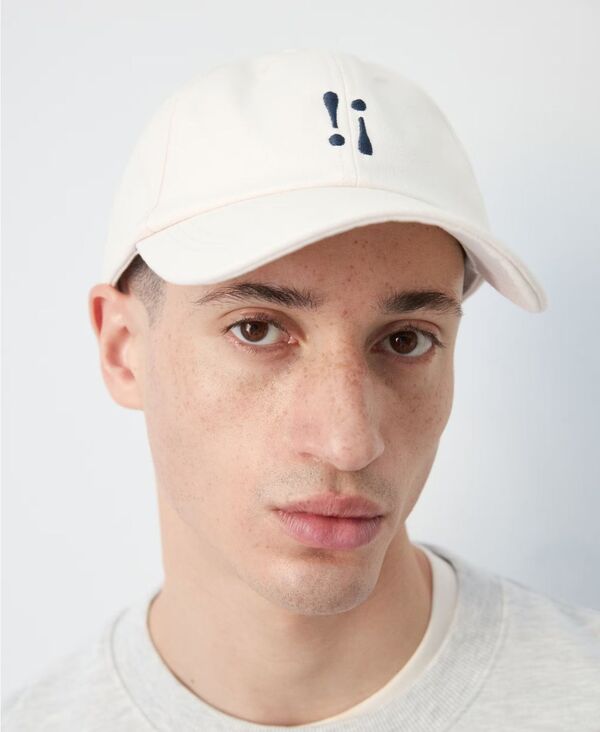 マンゴ メンズ アクセサリー 帽子 コットン 刺繍 キャップ MANGO Men's Embroide red Cotton Cap Off White オフホワイト|ReVida 店