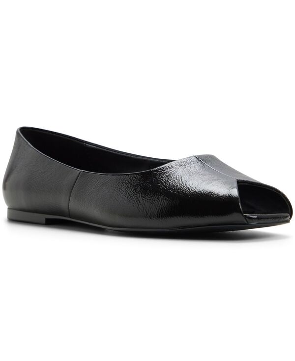 アルド レディース シューズ パンプス ALDO Women's Alieiki Peep-Toe Flats Black Shiny ブラック｜ReVida 店