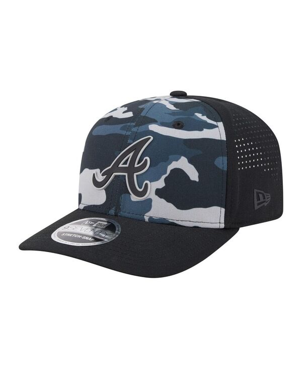 ニューエラ メンズ アクセサリー 帽子 New Era Men's Black Atlanta Braves Tonal Camo 9SEVENTY Stretch-Snap Hat Black ブラック｜ReVida 店