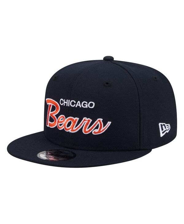 ニューエラ メンズ アクセサリー 帽子 New Era Men's Navy Chicago Bears Core Team Script 9FIFTY Snapback Hat Navy ネイビー｜ReVida 店