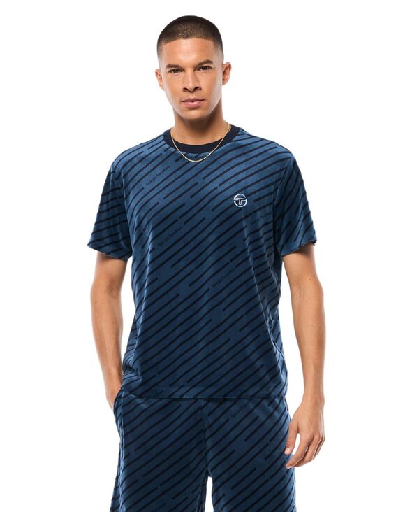 セルジオタッキーニ メンズ トップス Tシャツ Sergio Tacchini Men's Obliquo Velour T-shirt Key largo|ReVida 店