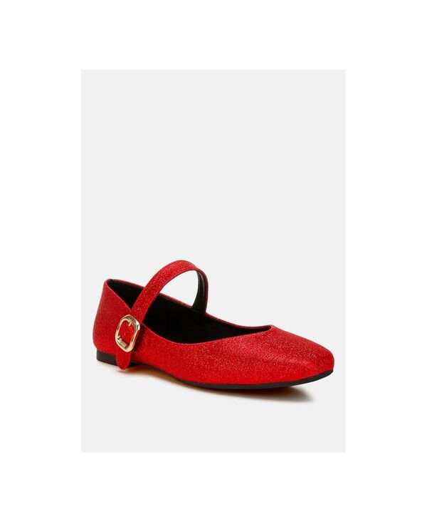 ロンドンラグ レディース シューズ パンプス London Rag Womens Herma Glitter Pin Buckle Ballerinas Red glitter faux leather レッド｜ReVida 店