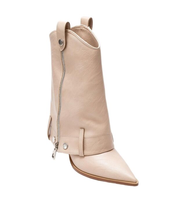 プロローグシューズ レディース ブーツ・レインブーツ ヒール Prologue Shoes Lola Zipointed Toe Heel Boot (Women Beige faux leather ベージュ｜ReVida 店 28,470円