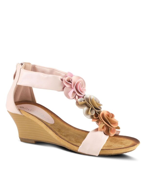 パトリシア レディース シューズ サンダル フラワー柄 アンクル フラワー Patrizia Women's Ankle Strap Wedge with Floral Embroidery Peach ピーチ｜ReVida 店