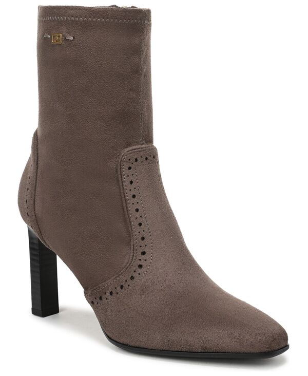フランコサルト レディース シューズ ブーツ・レインブーツ Franco Sarto Women's Delani Square Toe Zip Short Boots Charcoal Gray Faux Suede チャコール|ReVida 店