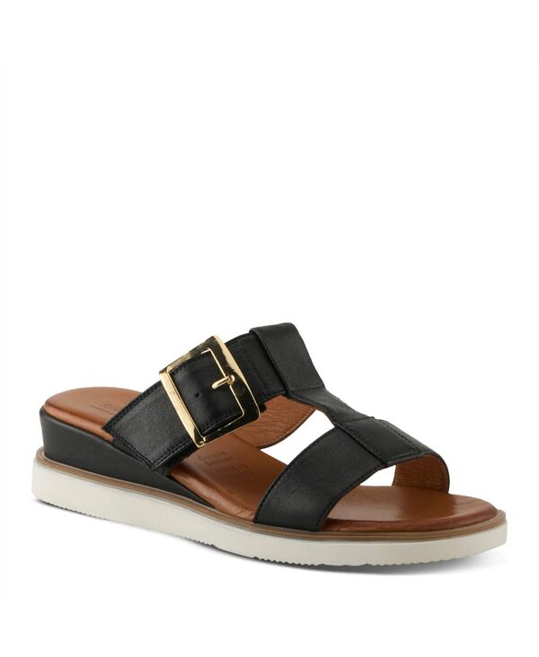 スプリングステップ レディース シューズ サンダル レザー Spring Step Women'seaport Wedge Sandal with Leather Upper Black ブラック｜ReVida 店