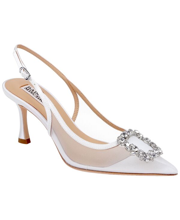 バッジェリーミシュカ レディース シューズ パンプス Badgley Mischka Women's Yuta Evening Pointed Toe Pumps White Satin ホワイト｜ReVida 店 45,370円